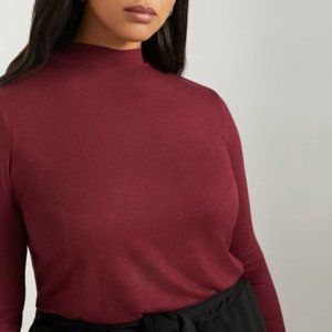 ELOQUII Rib Knit Mock Neck Shirt